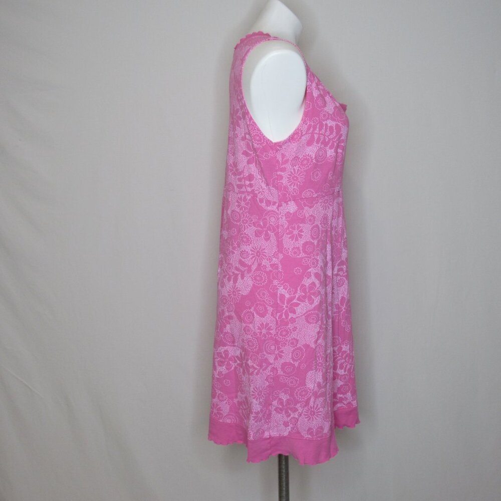 Fresh Produce Pink Floral Faux Wrap Sleeveless Cotton Dress Women's S Small - Picture 4 of 8